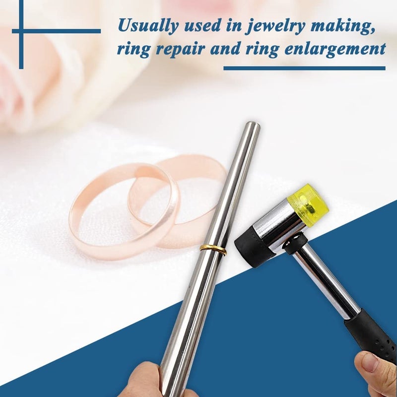 TANJIN Jewelry Rubber Hammer With Stainless Steel Ring Mandrel Sizer Set Double Face Hammer Jewelers Making Tool - Image 2